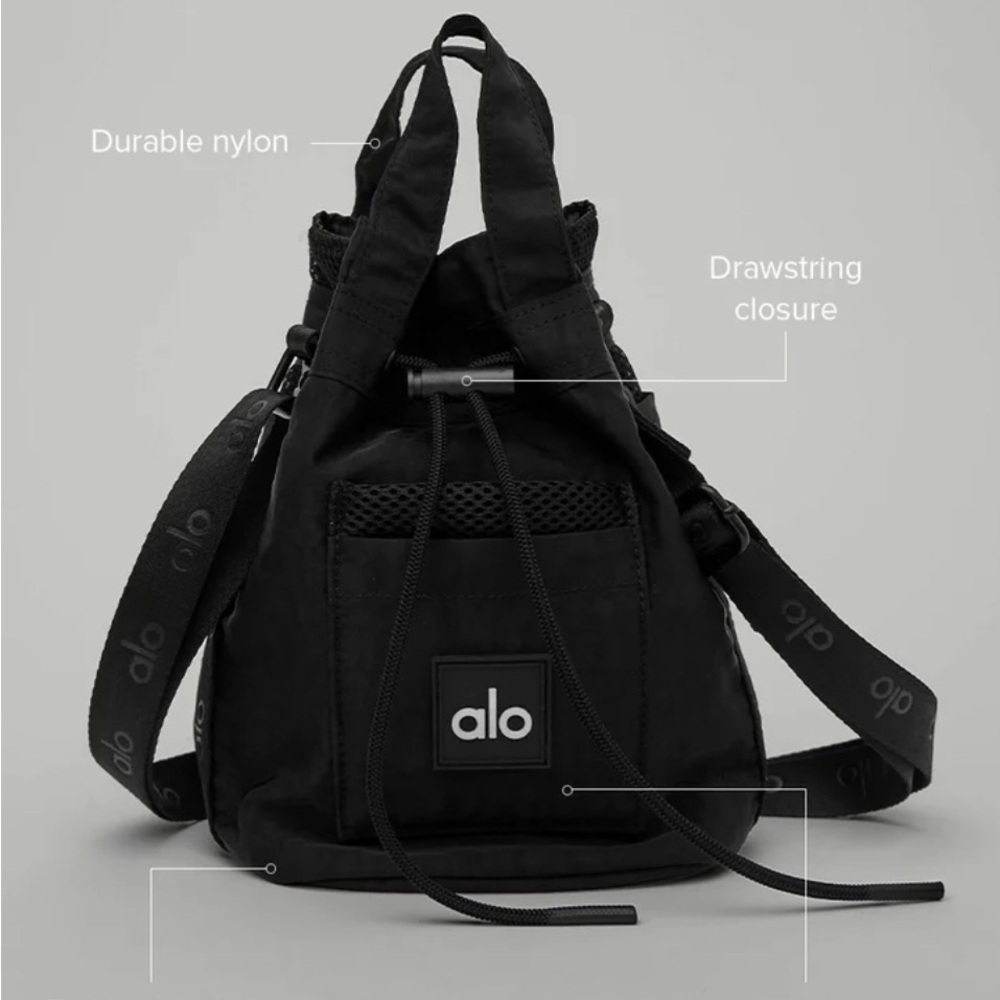 Alo Black Drawstring Bucket Bag